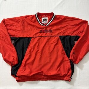 58 SPORTS Red/Black/White Sz Large "Louisville" Trade Marks Side Zip windbreaker